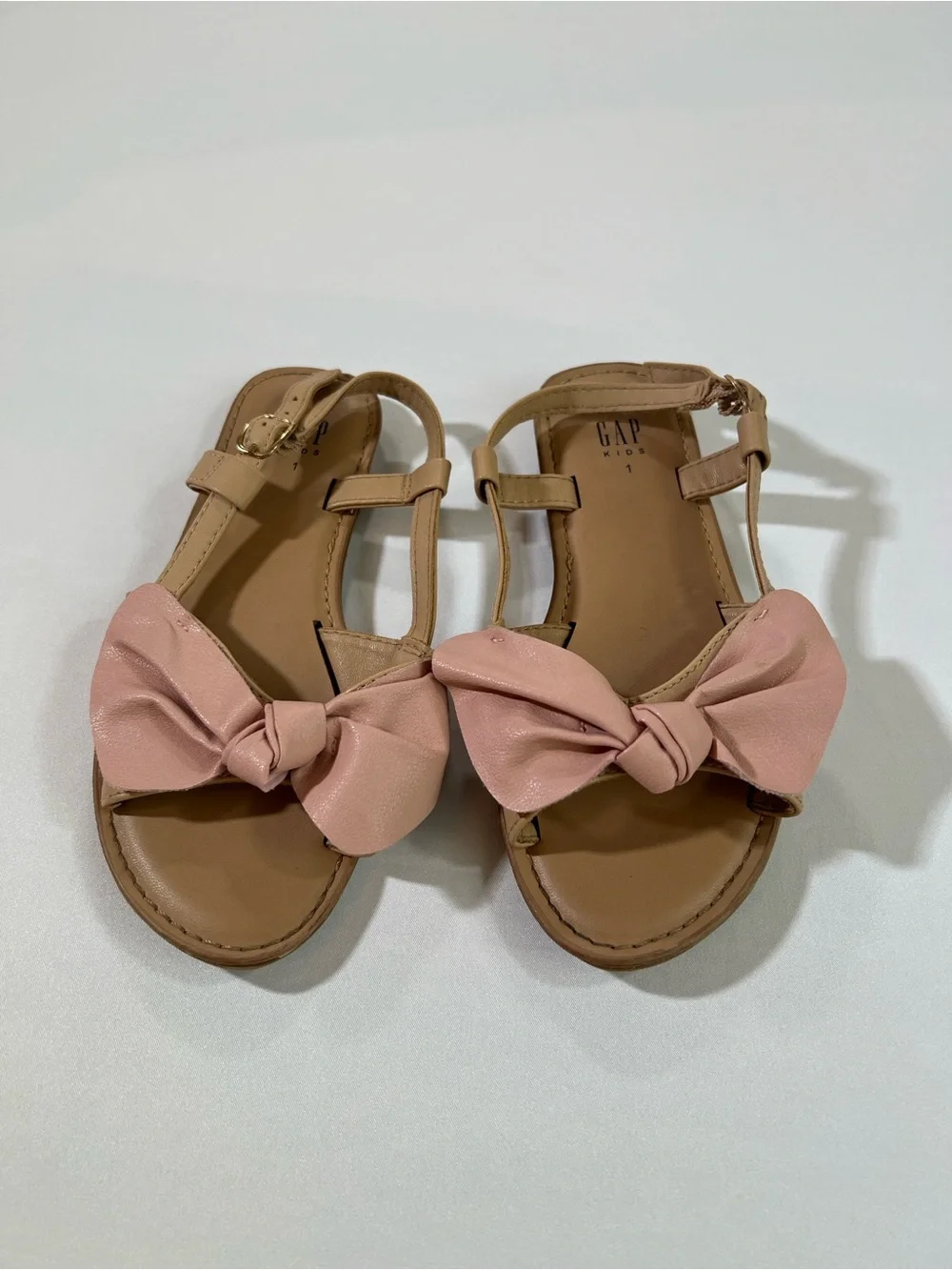 GAP Kids Blush Pink Bow T-Strap Sandals